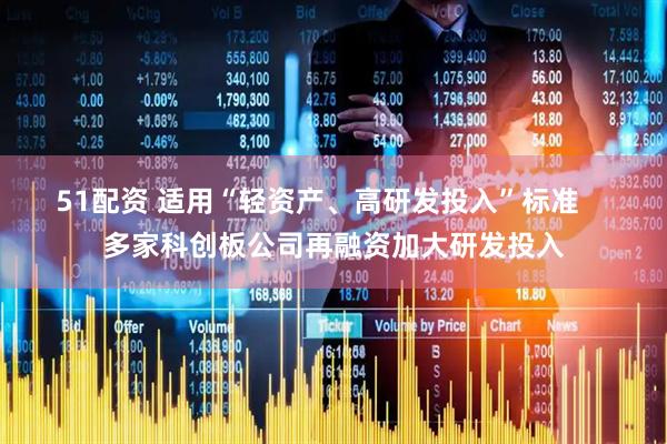 51配资 适用“轻资产、高研发投入”标准    多家科创板公司再融资加大研发投入