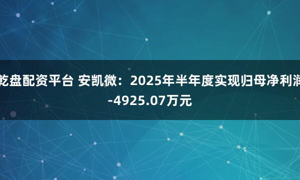 乾盘配资平台 安凯微：2025年半年度实现归母净利润-4925.07万元